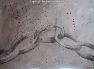 Freiheitsdrang, Acryl und Zeichenkohle auf Leinwand, Format 60 x 80 cm